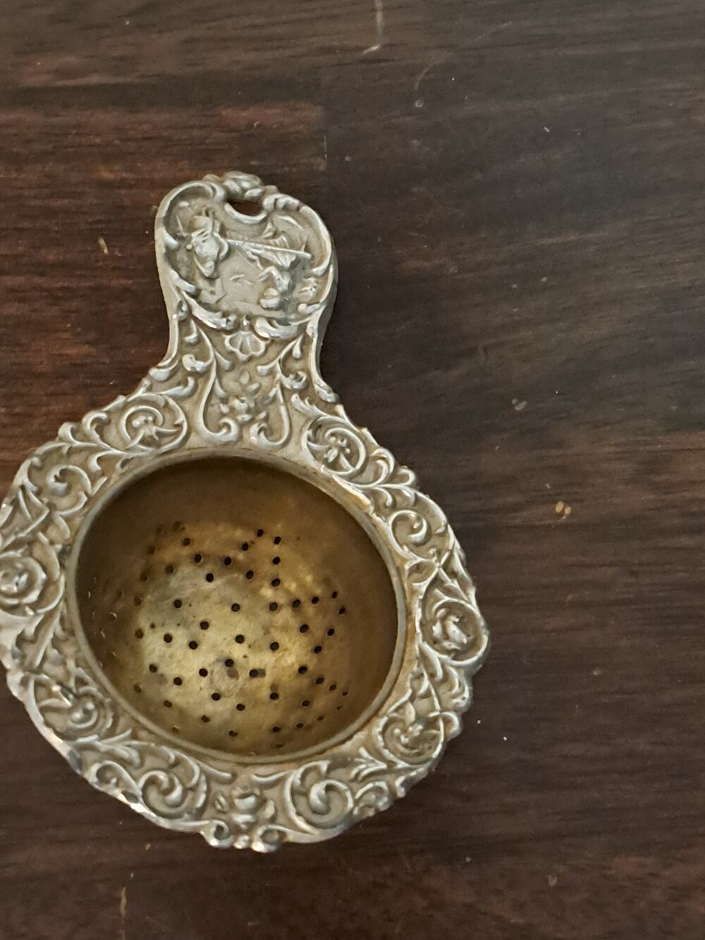Antique German Silver Plate Tea Strainer
